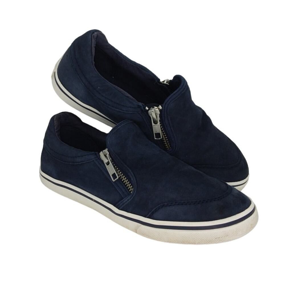 RALPH LAUREN Jeorgia Womens Blue Leather Slipon Sneakers - Size: 5B